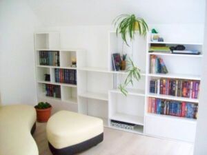 Секция за книги с малък тв шкаф Сметана