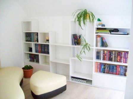 Секция за книги с малък тв шкаф Сметана